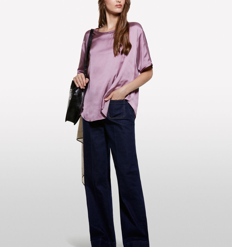 Μπλούζα μωβ over fit από σατέν - μπλούζες γυναικείες - Λιλα | Sisley image number 1